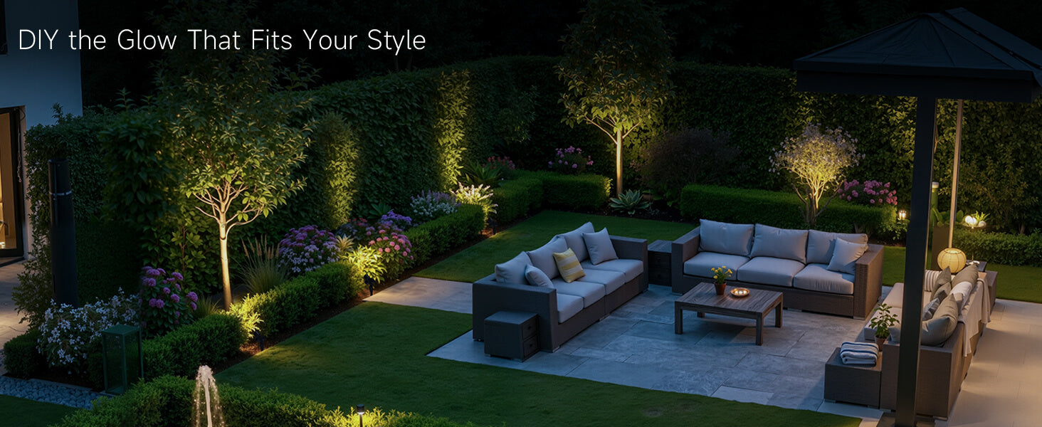 Outdoor Solar Spotlights, Adjustable Beam Focus, Separate Panel, LED Warm White & Daylight Selectable - Application Desktop 4