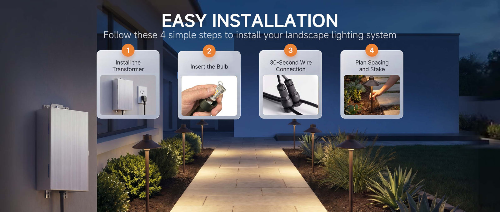 Gardenreet RGBCW Brass Path Light 2 Pack - Lamp Ready 12V Smart Low Voltage LED 2700K-6500K with App & Remote Control (Hat 2408) - Package Install QA Desktop 2