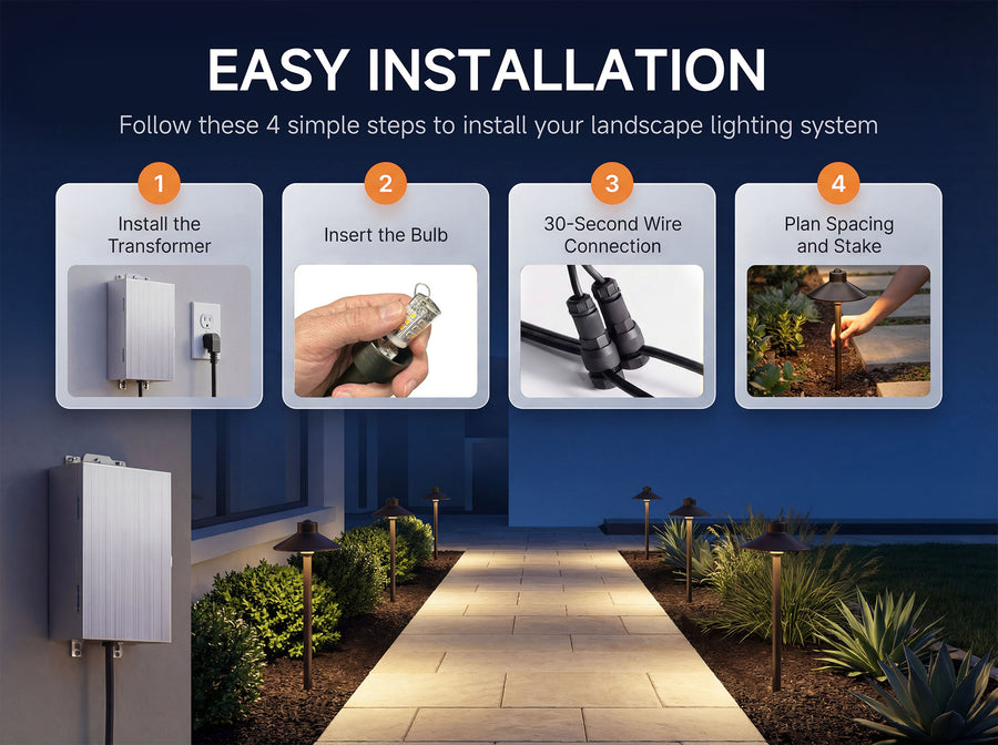 Gardenreet RGBCW Brass Path Light 2 Pack - Lamp Ready 12V Smart Low Voltage LED 2700K-6500K with App & Remote Control (Hat 2408) - Package Install QA Mobile 2
