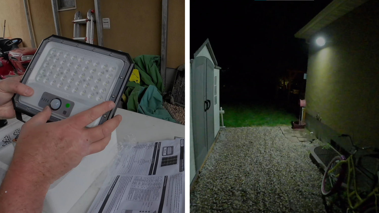 Gardenreet Solar Flood Lights Outdoor Waterproof IP65, Motion Sensor LED Solar Floodlight with Remote, Dusk to Dawn ABS Black Flood Lamp for Yard Garden Porch 2250LM 6500K